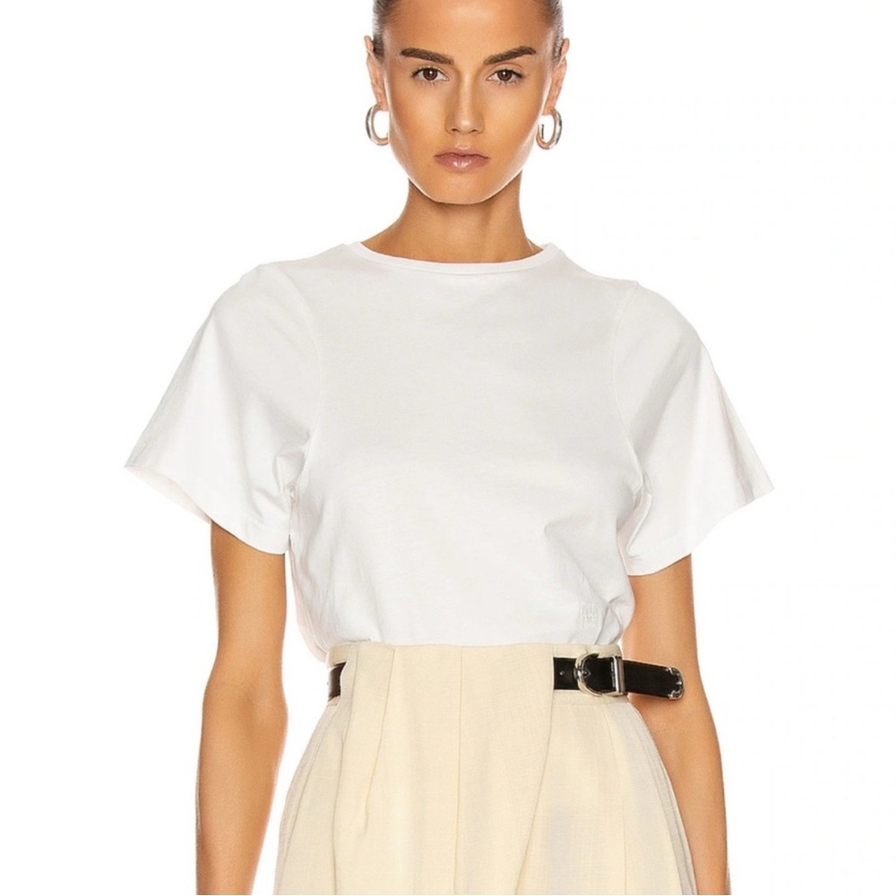 TOTEME Curved Seam Tee Shirt White Large NWT